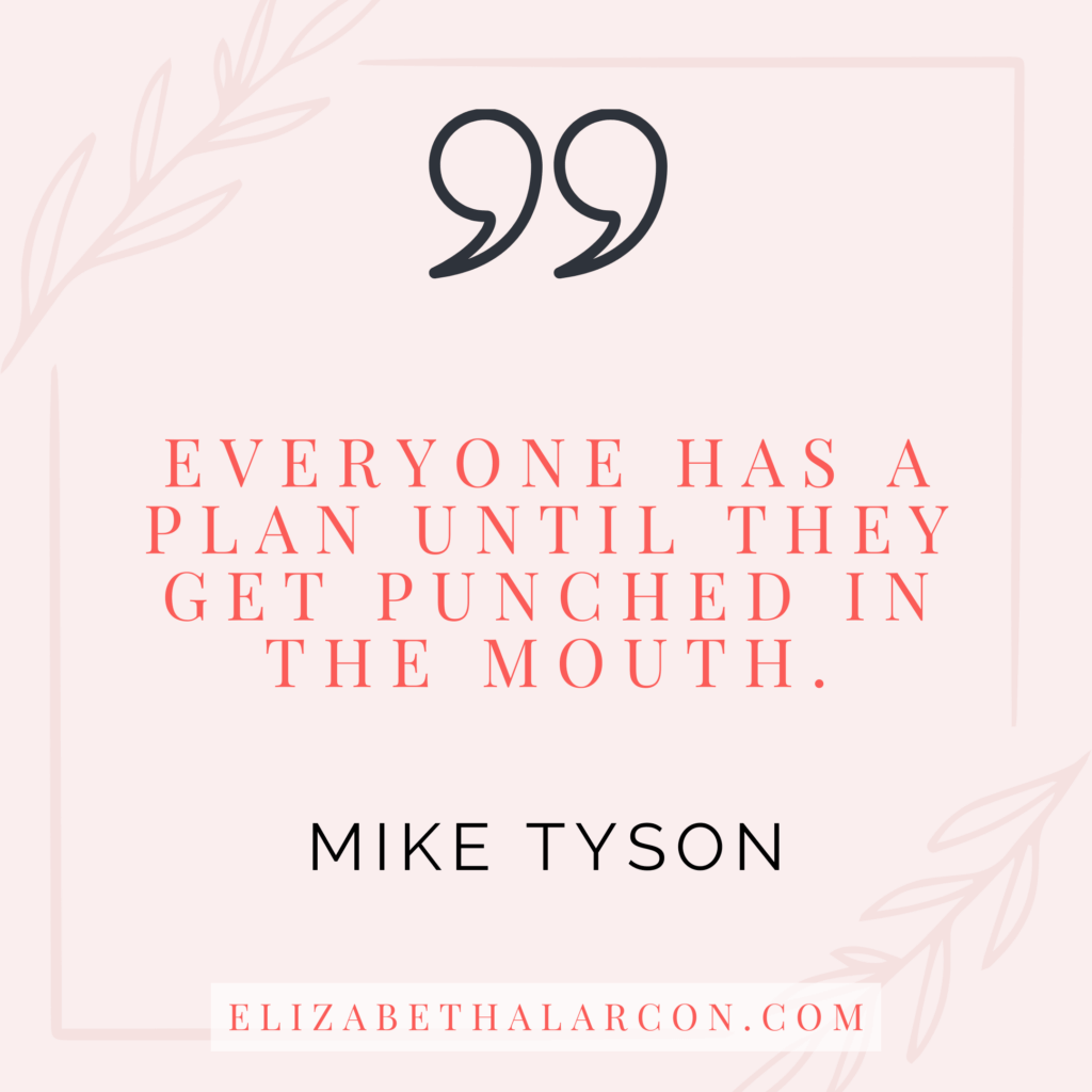 Elizabeth Alarcon - Blog Post Quotes - Learning How To Master Online Business and Succeed Without Being a Tech Genius - Everyone Has A Plan Until They Get Punched In The Mouth - Mike Tyson