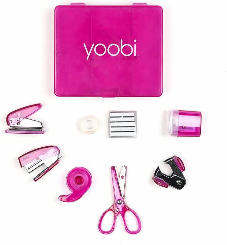 Yoobi Pink Mini Office Supply Kit