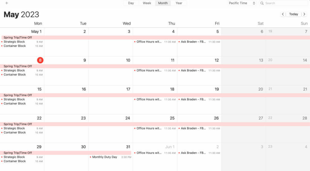 ELIZABETH ALARCON - MAY 2023 TIME OFF CALENDAR